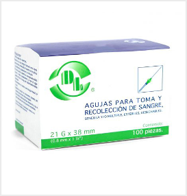 Aguja toma y recolección de sangre 21GX38MM